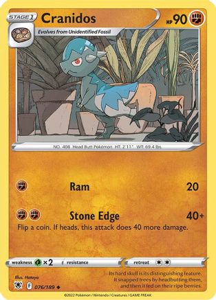 Cranidos (76) [SWSH10: Astral Radiance] Reverse Holofoil - Deck Out Gaming