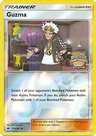 Guzma - 115/147 (Regional Championships) [Staff] (115) [League & Championship Cards] Reverse Holofoil - Deck Out Gaming