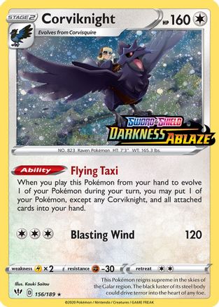 Corviknight - 156/189 (Darkness Ablaze Stamped) (156) [Miscellaneous Cards & Products] Holofoil - Deck Out Gaming