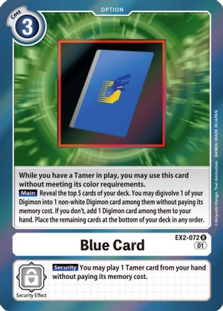 Blue Card (EX2-072) [Digital Hazard] Foil - Deck Out Gaming