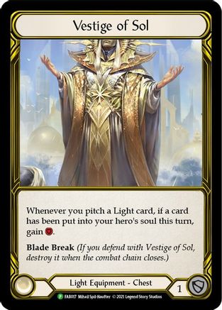 Vestige of Sol (Golden) - FAB017 (FAB017) [Flesh and Blood: Promo Cards] Cold Foil - Deck Out Gaming