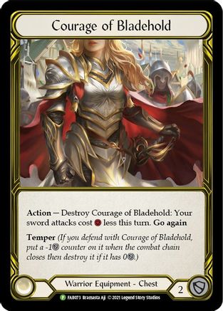 Courage of Bladehold (Golden) - FAB073 (FAB073) [Flesh and Blood: Promo Cards] Cold Foil - Deck Out Gaming