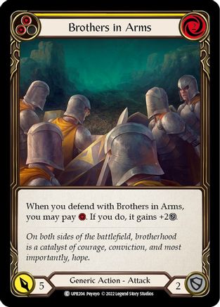 Brothers in Arms (Yellow) (UPR204) [Uprising] Rainbow Foil - Deck Out Gaming