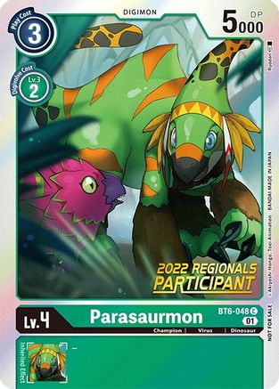 Parasaurmon (2022 Championship Online Regional) [Online Participant] (BT6-048) [Double Diamond] Foil - Deck Out Gaming