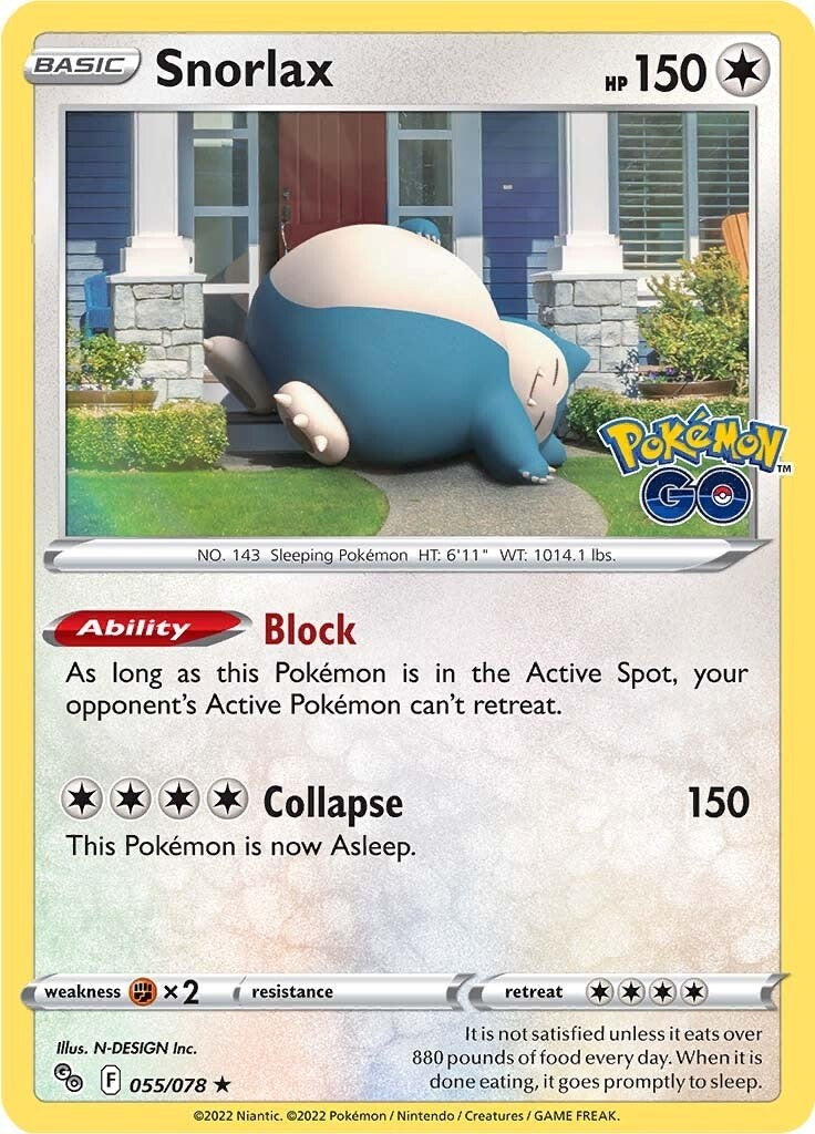 Snorlax (55/078) (Cosmos Holo) [Pokémon GO] - Deck Out Gaming