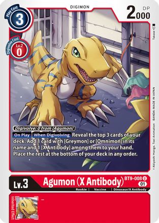 Agumon (X Antibody) (BT9-008) [X Record] - Deck Out Gaming