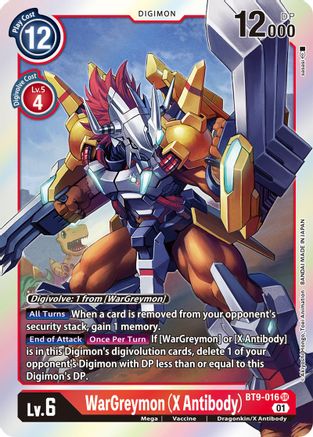 WarGreymon (X Antibody) (BT9-016) [X Record] Foil - Deck Out Gaming