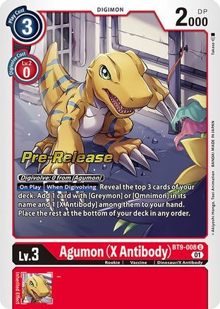 Agumon (X Antibody) (BT9-008) [X Record Pre-Release Cards] Foil - Deck Out Gaming