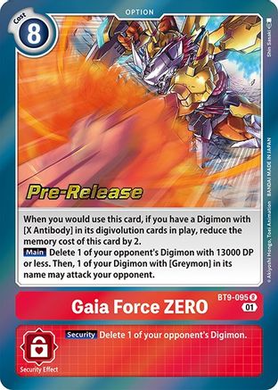 Gaia Force ZERO (BT9-095) [X Record Pre-Release Cards] Foil - Deck Out Gaming