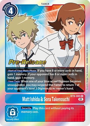 Matt Ishida & Sora Takenouchi (BT9-085) [X Record Pre-Release Cards] Foil - Deck Out Gaming