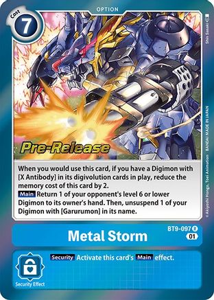 Metal Storm (BT9-097) [X Record Pre-Release Cards] Foil - Deck Out Gaming