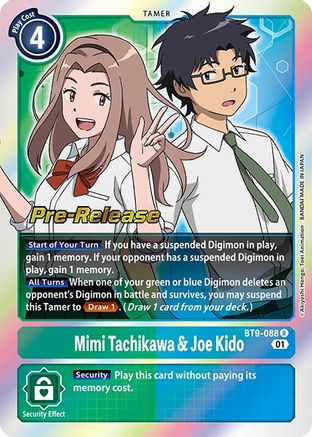 Mimi Tachikawa & Joe Kido (BT9-088) [X Record Pre-Release Cards] Foil - Deck Out Gaming