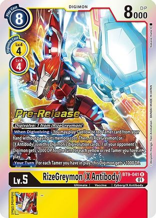 RizeGreymon (X Antibody) (BT9-041) [X Record Pre-Release Cards] Foil - Deck Out Gaming