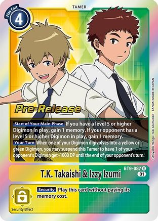 T.K. Takaishi & Izzy Izumi (BT9-087) [X Record Pre-Release Cards] Foil - Deck Out Gaming