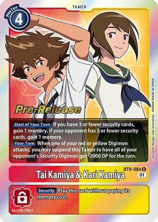 Tai Kamiya & Kari Kamiya (BT9-084) [X Record Pre-Release Cards] Foil - Deck Out Gaming