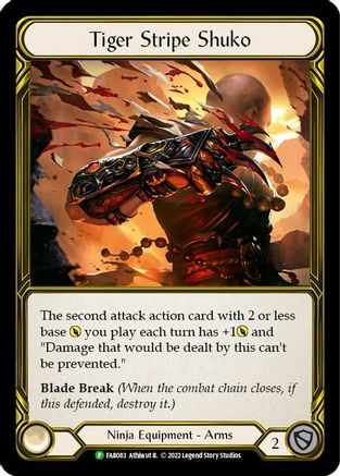 Tiger Stripe Shuko (Golden) - FAB083 (FAB083) [Flesh and Blood: Promo Cards] Cold Foil - Deck Out Gaming