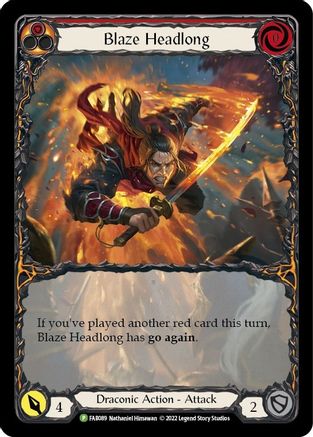 Blaze Headlong - FAB089 (FAB089) [Flesh and Blood: Promo Cards] Rainbow Foil - Deck Out Gaming