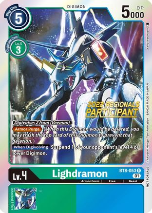 Lighdramon (2022 Championship Offline Regional) [Online Participant] (BT8-053) [New Awakening] Foil - Deck Out Gaming