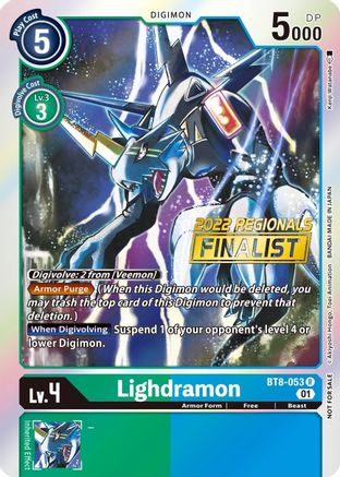 Lighdramon (2022 Championship Offline Regional) [Online Finalist] (BT8-053) [New Awakening] Foil - Deck Out Gaming