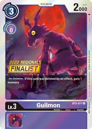 Guilmon (2022 Championship Offline Regional) [Online Finalist] (BT5-071) [Battle of Omni] Foil - Deck Out Gaming