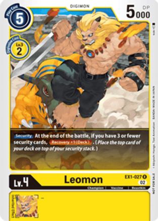 Leomon (X Record Pre-Release Tournament) (EX1-027) [X Record Pre-Release Cards] - Deck Out Gaming