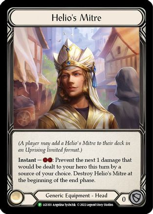 Helio's Mitre - LGS103 (LGS103) [Flesh and Blood: Promo Cards] Rainbow Foil - Deck Out Gaming