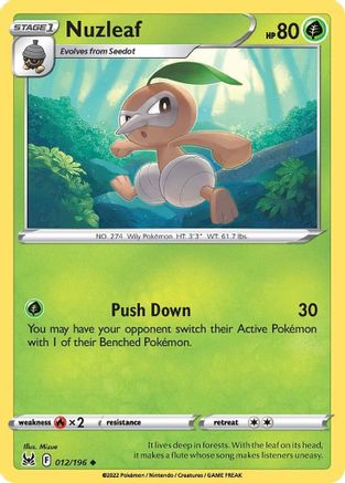 Nuzleaf (12) [SWSH11: Lost Origin] Reverse Holofoil - Deck Out Gaming
