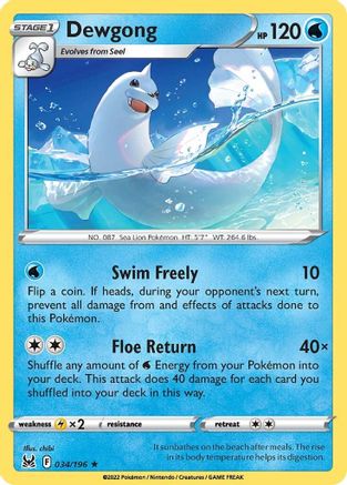 Dewgong (34) [SWSH11: Lost Origin] - Deck Out Gaming