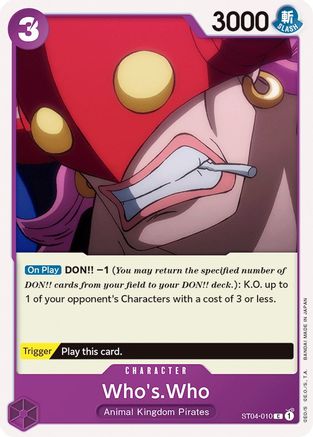 Who's.Who (ST04-010) [Starter Deck 4: Animal Kingdom Pirates] - Deck Out Gaming