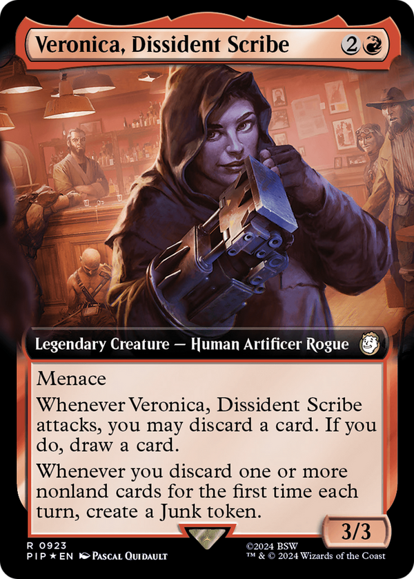 Veronica, Dissident Scribe (Extended Art) (Surge Foil) (923) [Fallout] foil - Deck Out Gaming
