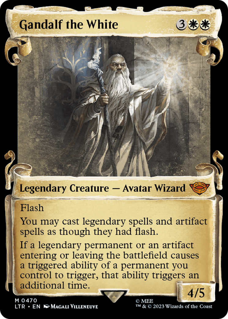Gandalf the White (Showcase Scrolls) (470) [The Lord of the Rings: Tales of Middle-earth] foil - Deck Out Gaming
