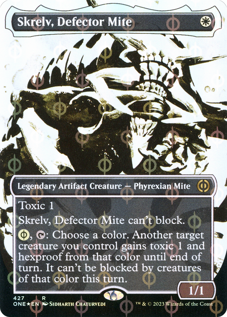 Skrelv, Defector Mite (Showcase) (Step-and-Compleat Foil) (427) [Phyrexia: All Will Be One] foil - Deck Out Gaming