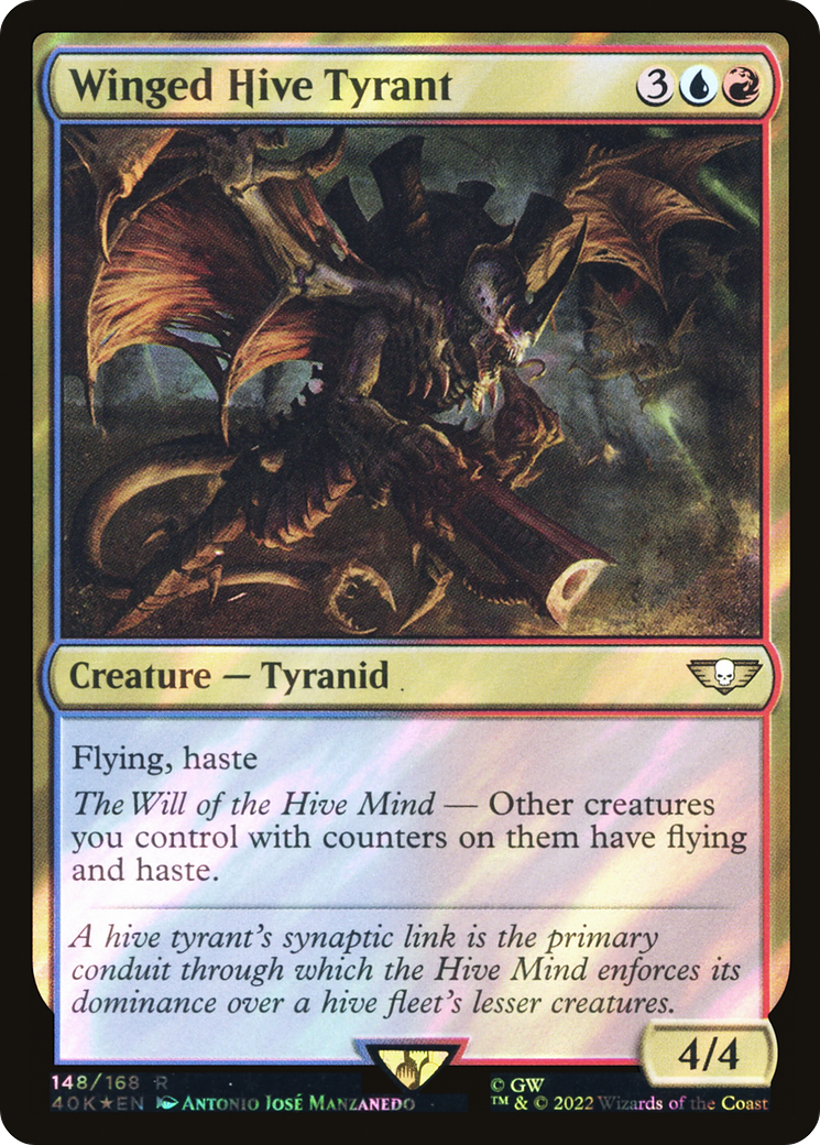 Winged Hive Tyrant (Surge Foil) (148) [Warhammer 40,000 Commander] foil - Deck Out Gaming