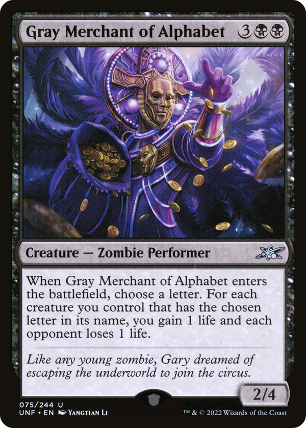 Gray Merchant of Alphabet (75) [Unfinity] foil - Deck Out Gaming