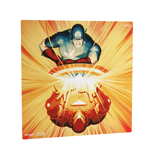 Gamegenic: Prime 2-Player Playmat - MTG Marvel Super Heroes - Iron Man/Captain America - Deck Out Gaming