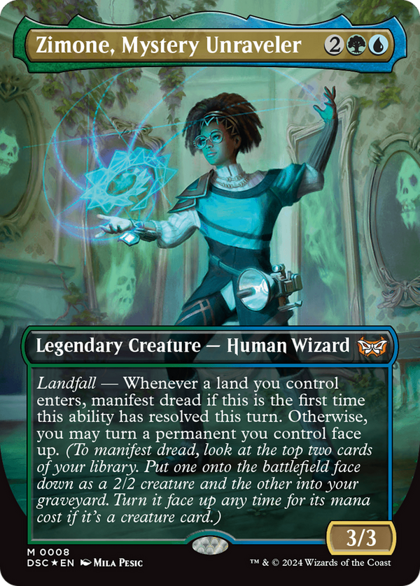 Zimone, Mystery Unraveler (Borderless) (8) [Duskmourn: House of Horror Commander] foil - Deck Out Gaming