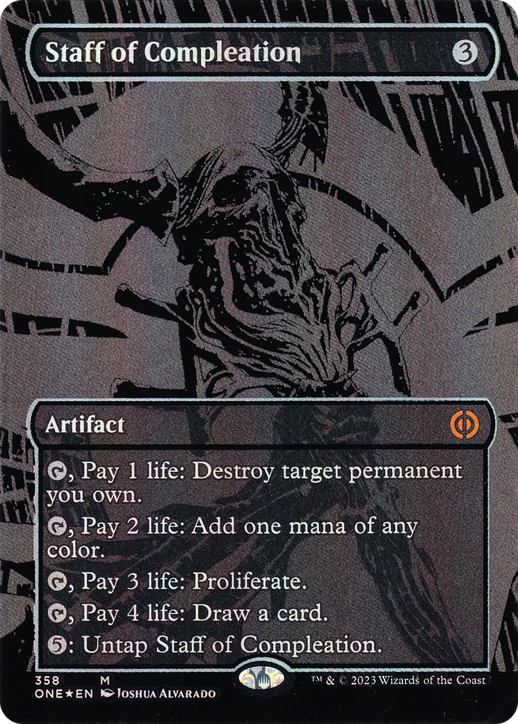 Staff of Compleation (Oil Slick Raised Foil) (358) [Phyrexia: All Will Be One] foil - Deck Out Gaming