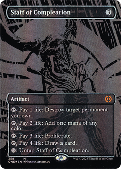 Staff of Compleation (Oil Slick Raised Foil) (358) [Phyrexia: All Will Be One] foil - Deck Out Gaming