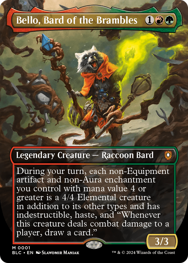 Bello, Bard of the Brambles (Borderless) (1) [Bloomburrow Commander] foil - Deck Out Gaming