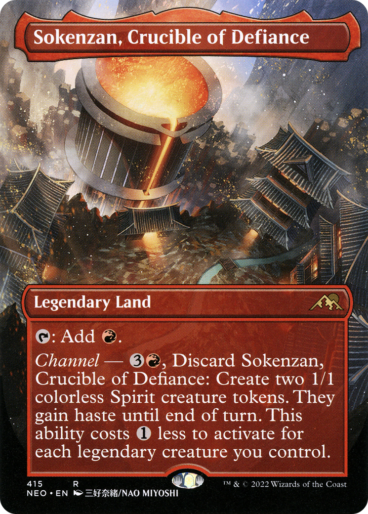 Sokenzan, Crucible of Defiance (Borderless) (415) [Kamigawa: Neon Dynasty] foil - Deck Out Gaming