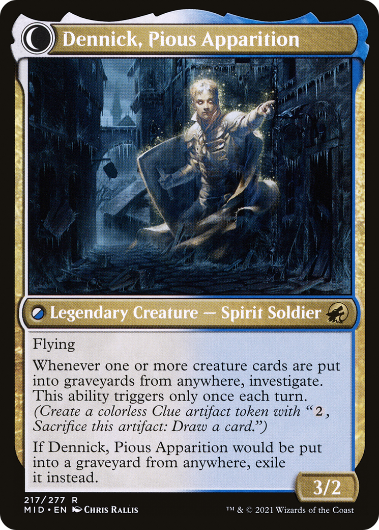Dennick, Pious Apprentice // Dennick, Pious Apparition (217) [Innistrad: Midnight Hunt] - Deck Out Gaming
