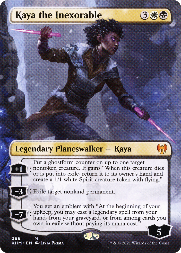 Kaya the Inexorable (Borderless) (288) [Kaldheim] foil - Deck Out Gaming