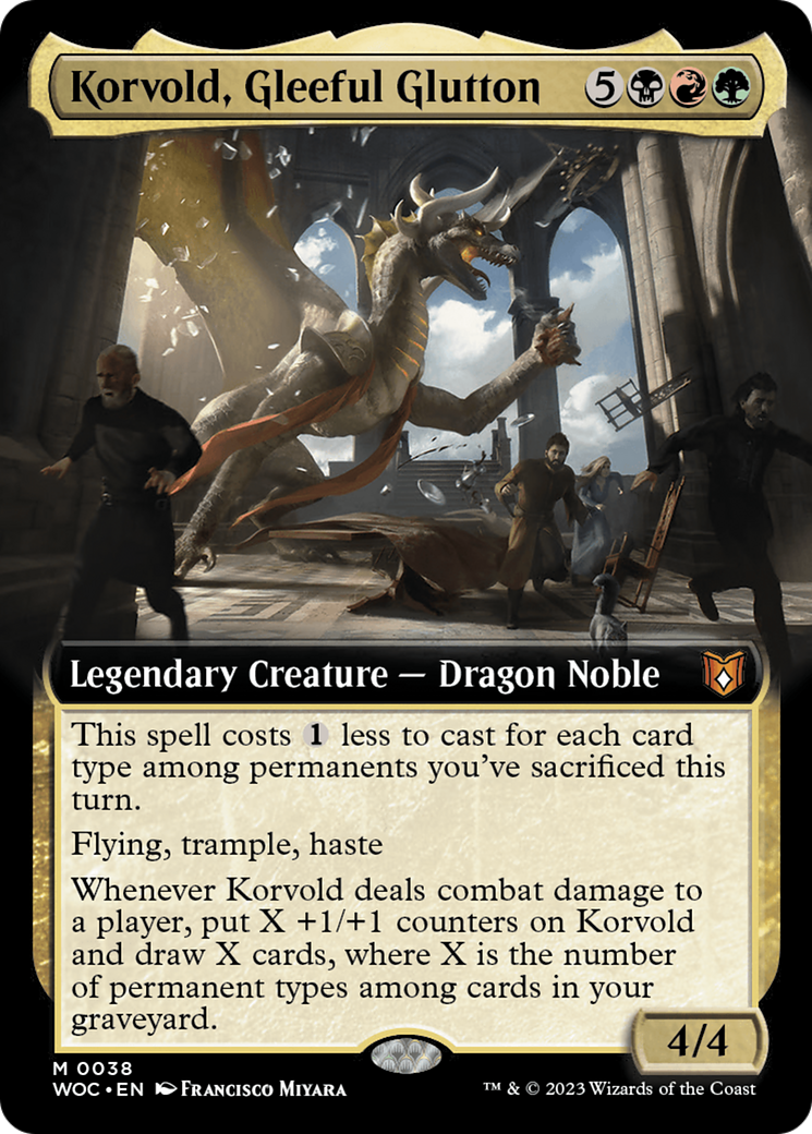 Korvold, Gleeful Glutton (Extended Art) (38) [Wilds of Eldraine Commander] foil - Deck Out Gaming