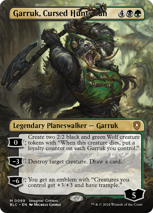 Garruk, Cursed Huntsman (Borderless) (99) [Bloomburrow Commander] foil - Deck Out Gaming