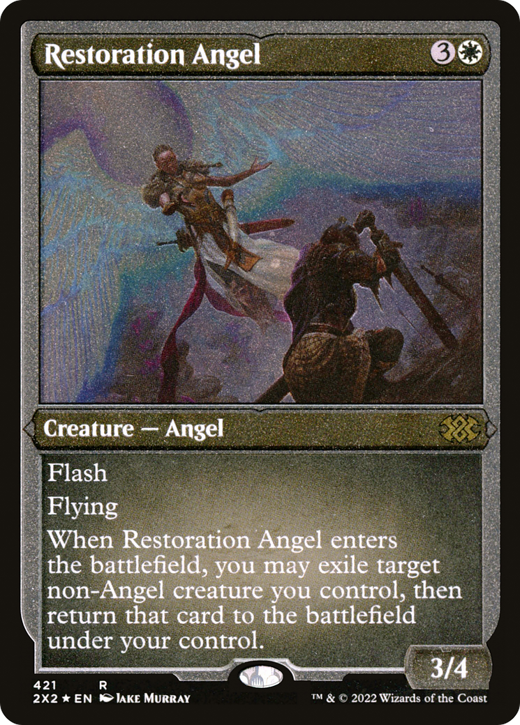Restoration Angel (Foil Etched) (421) [Double Masters 2022] foil - Deck Out Gaming