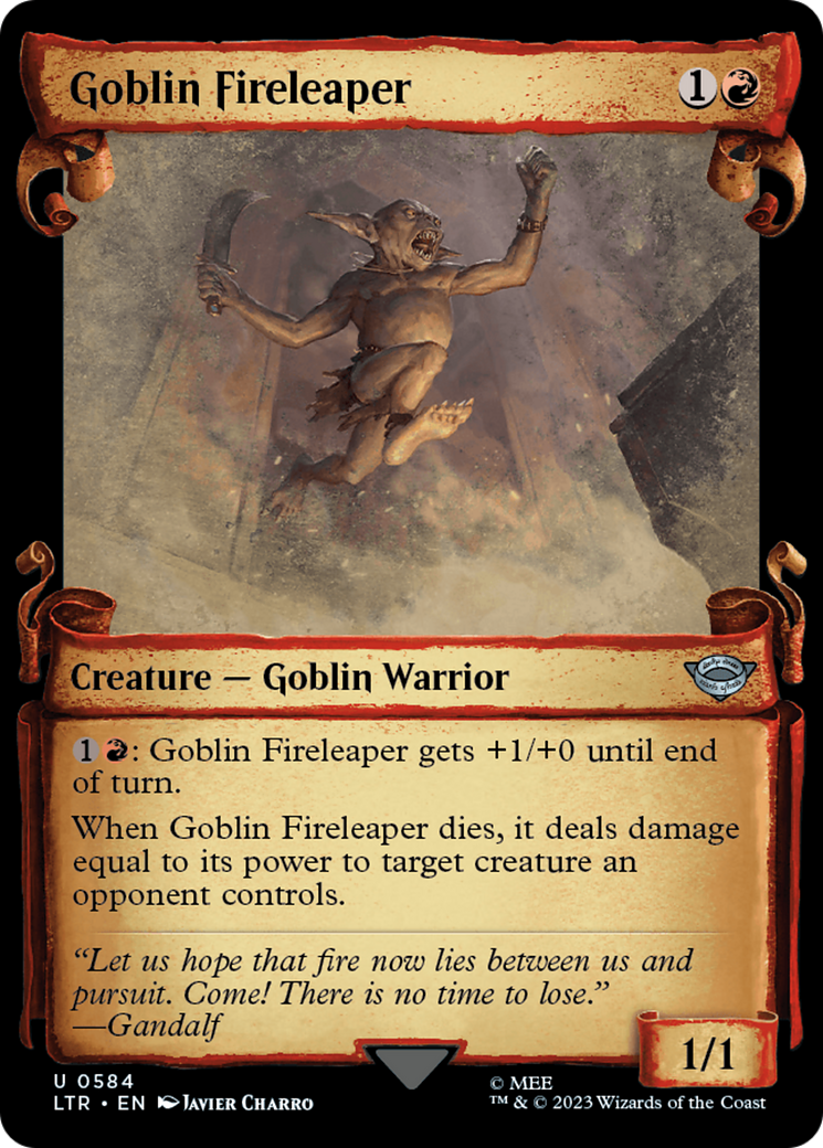 Goblin Fireleaper (Showcase Scrolls) (584) [The Lord of the Rings: Tales of Middle-earth] foil - Deck Out Gaming