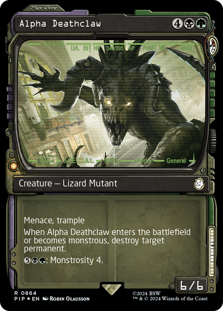Alpha Deathclaw (Showcase) (Surge Foil) (864) [Fallout] foil - Deck Out Gaming