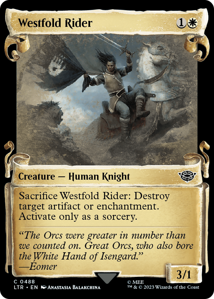 Westfold Rider (Showcase Scrolls) (488) [The Lord of the Rings: Tales of Middle-earth] foil - Deck Out Gaming