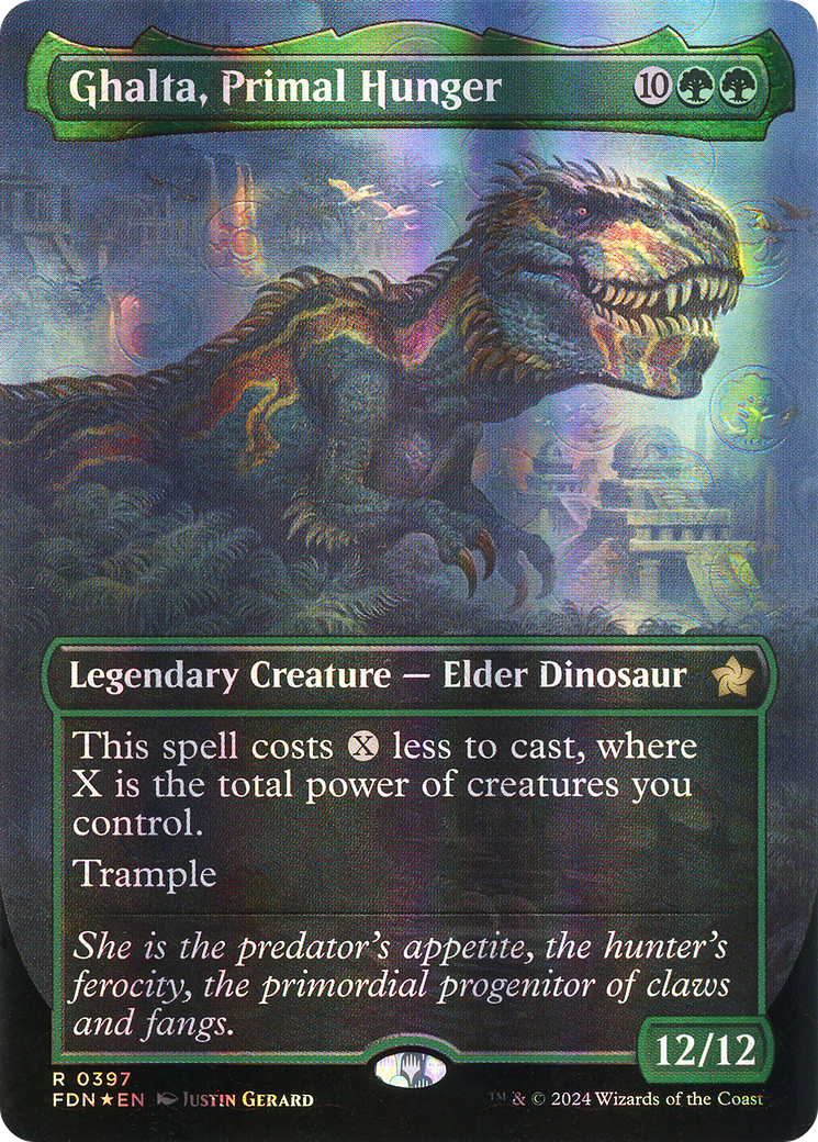 Ghalta, Primal Hunger (Borderless) (Mana Foil) (397) [Foundations] foil - Deck Out Gaming
