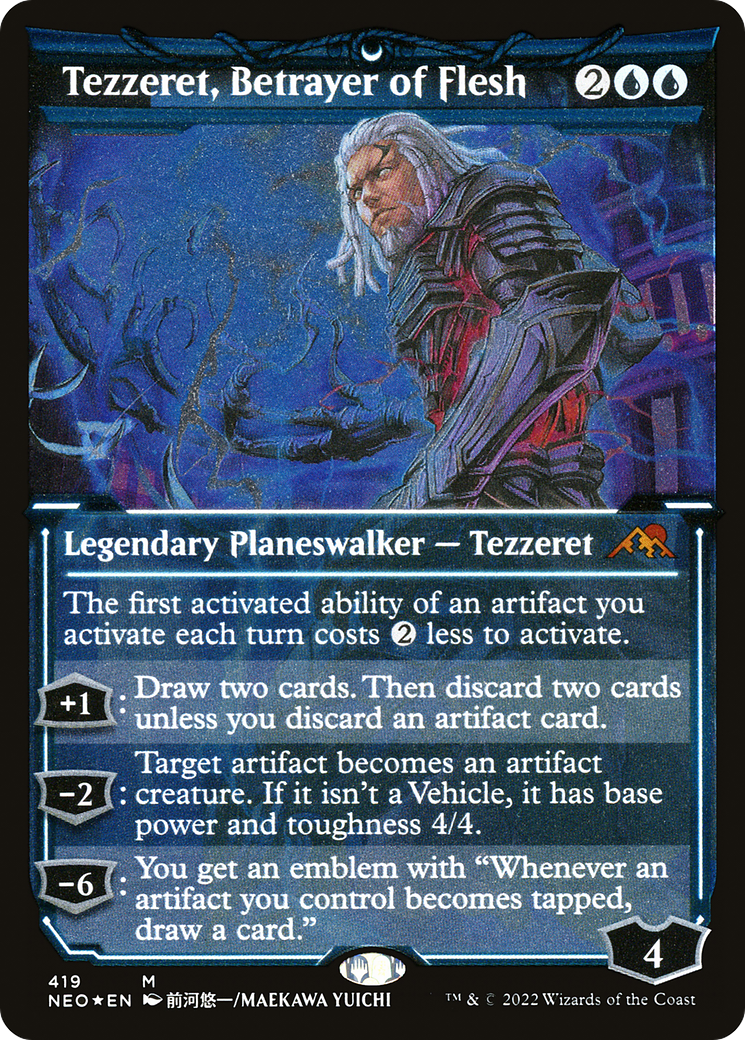 Tezzeret, Betrayer of Flesh (419) [Kamigawa: Neon Dynasty] etched - Deck Out Gaming